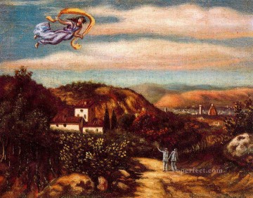 Abstracto famoso Painting - paisaje con divinidad Giorgio de Chirico Surrealismo
